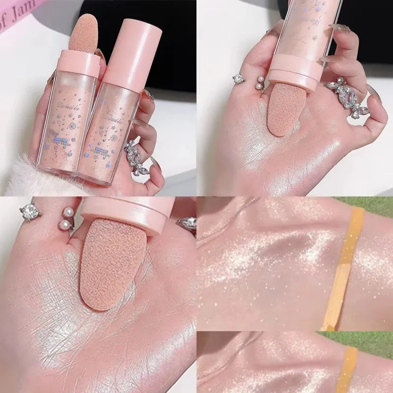 Tidesmit 3Colors glitter powder highlighter for face and body shimmering makeup and natural glow contouring