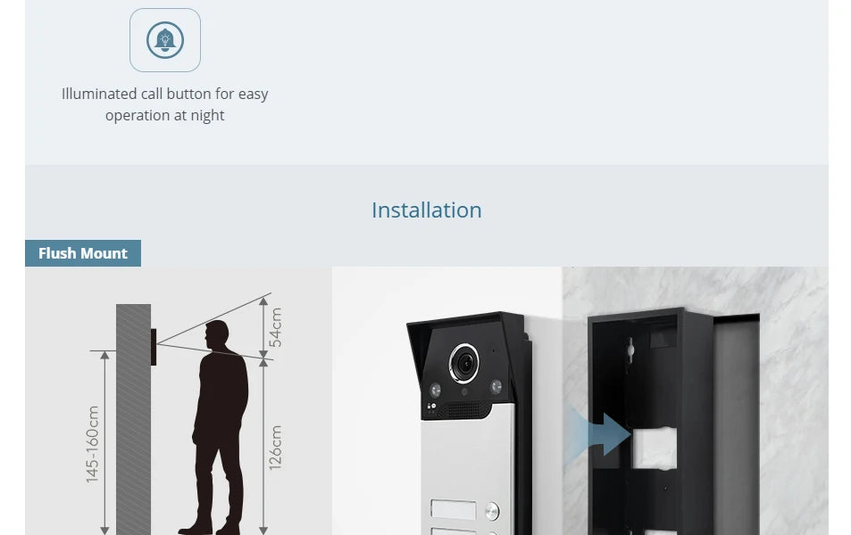XC112F-2 HD Waterproof Doorbell Camera with 2 Call Buttons for XSL 4 Wire 1080P Video Door Phone Intercom Home Security 2 Flats