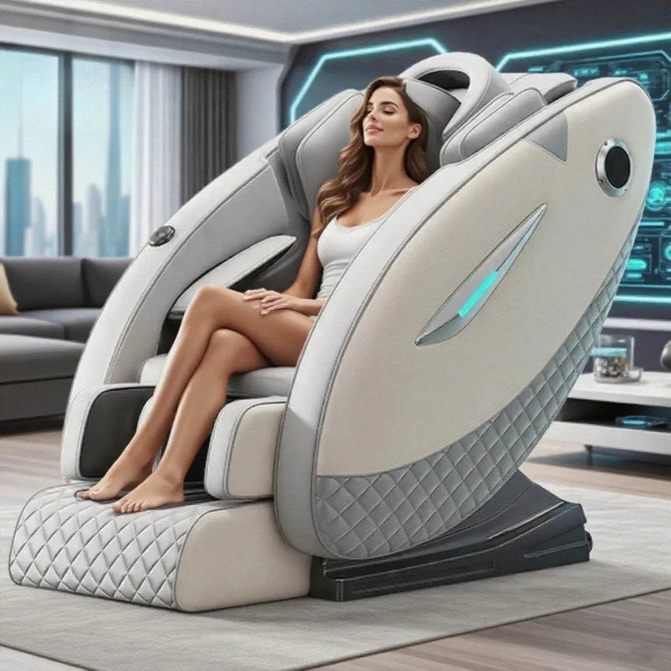 4D Full Body Massage Chair with Zero Gravity Shiatsu - Tidesmit Massage Chairs Light Gray Tidesmit