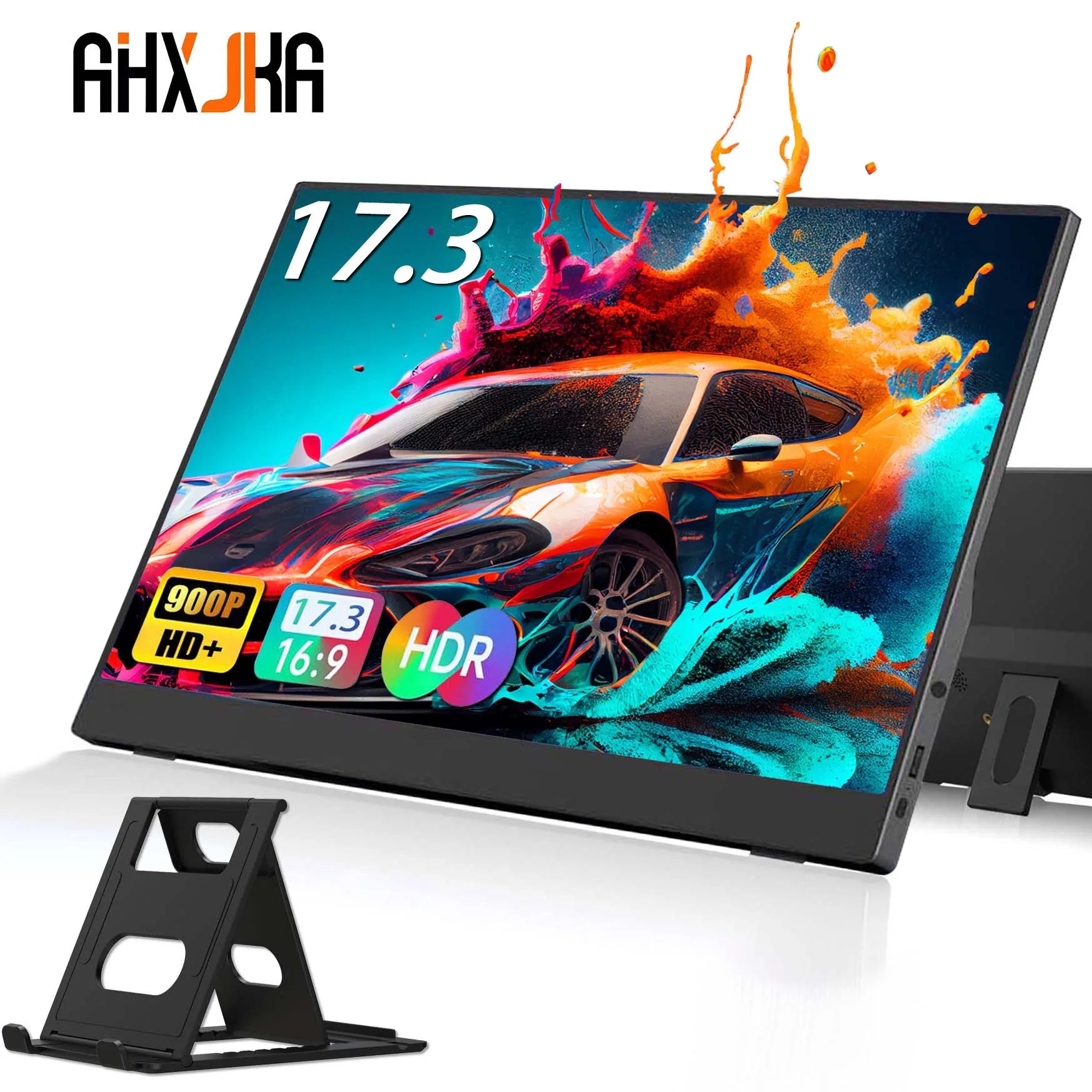 AHXJKA 17.3“ Portable Screen Monitor Display 1600*900P 16:10 250cd/㎡ IPS Panel  Extend For Mobile Phone Gaming TV Box PS4 PS5