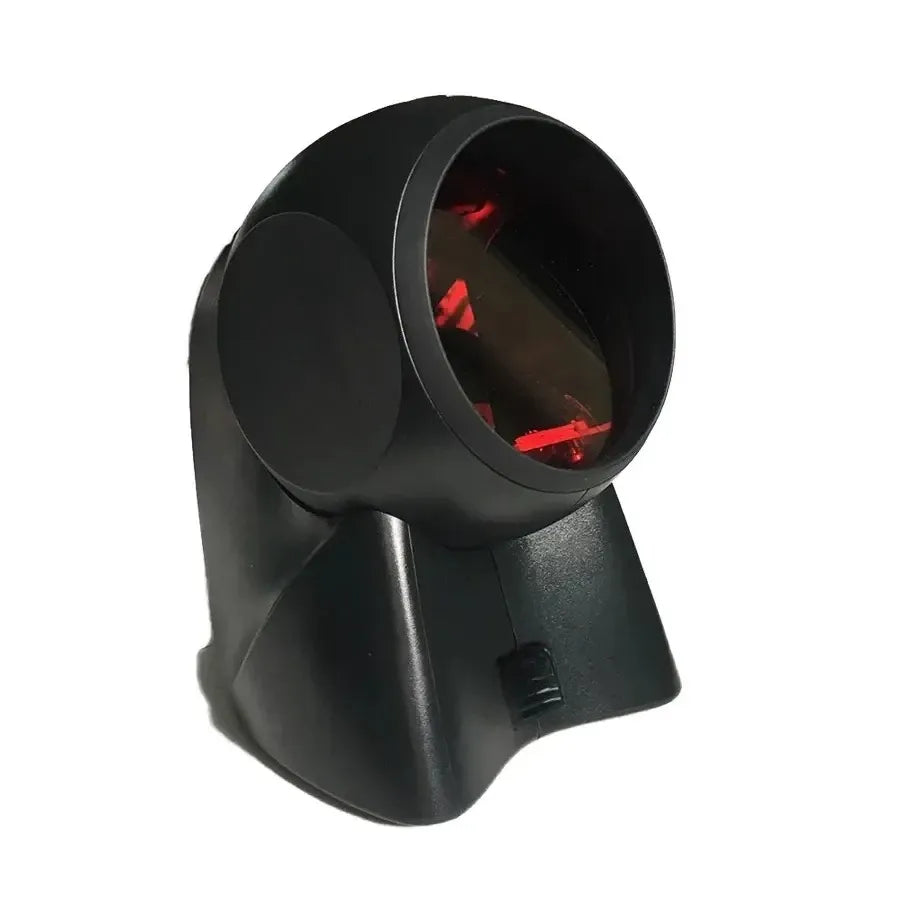 Used barcode scanner with red scanning beam visible through the front window