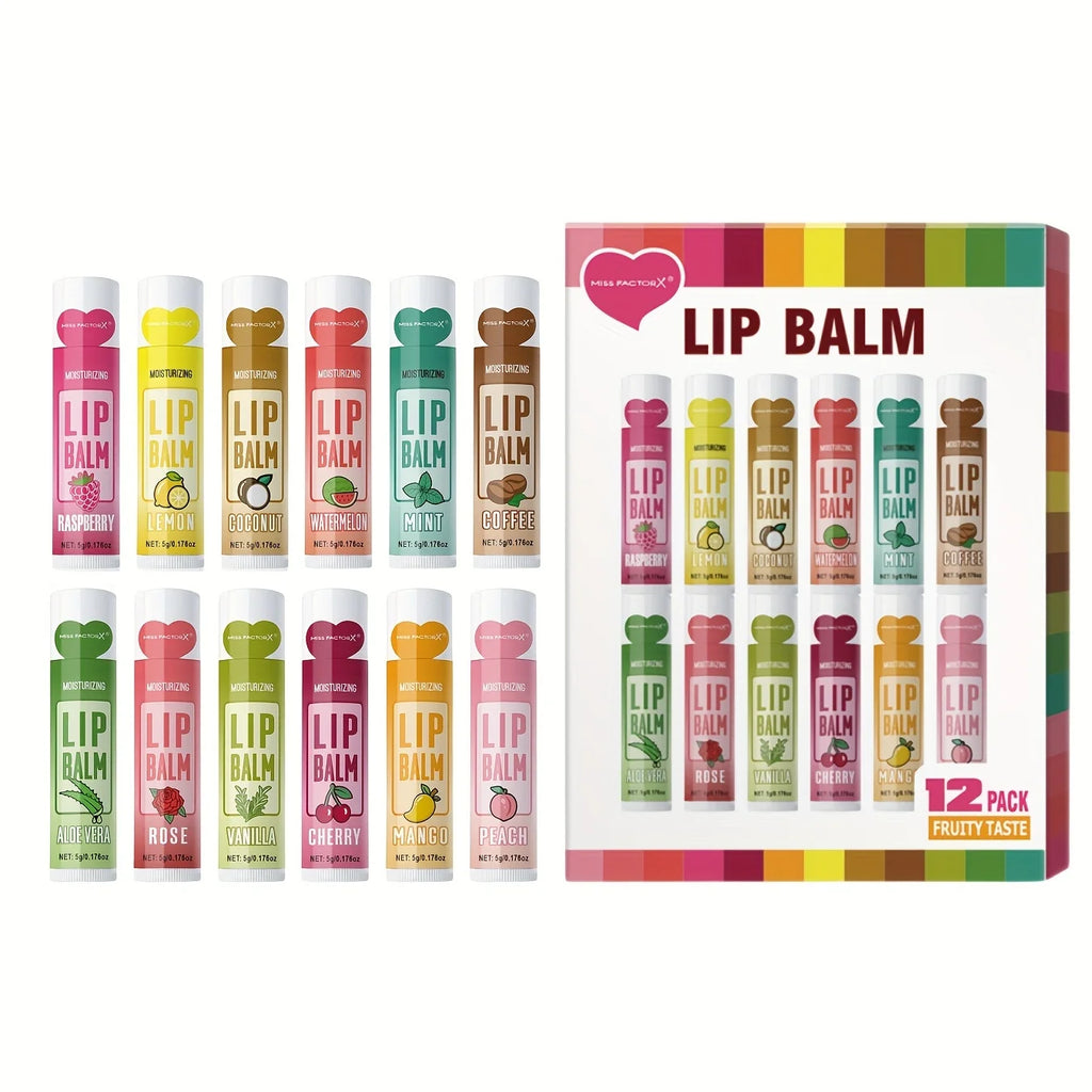 Lip Balm Set - 12-Piece Moisturizing and Exfoliating Care by Tidesmit Lip Care Tidesmit
