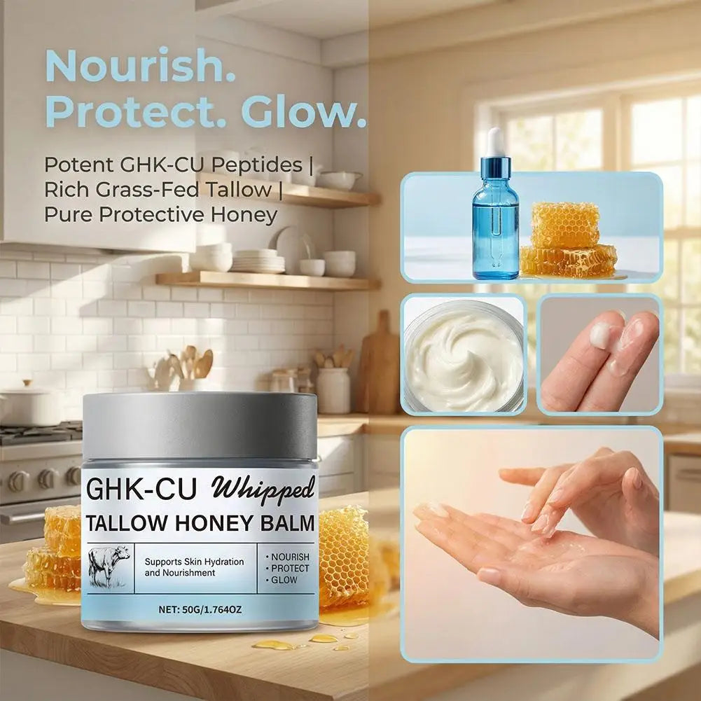 Copper Peptides GHK-Cu Beef Tallow Face Cream Blue Balm Manuka Honey Face and Body Moisturizer for Mature, Dry & Sensitive Skin