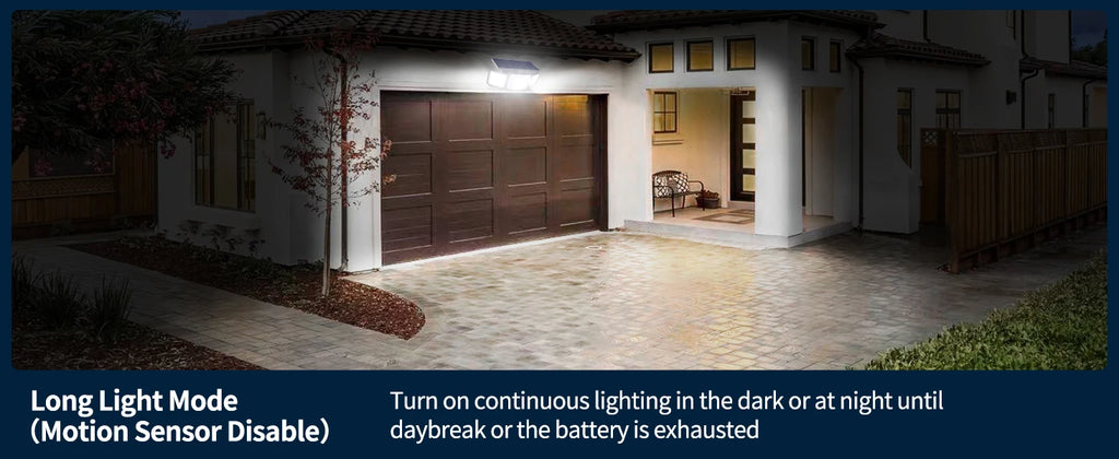 Intelamp Outdoor Solar Lights 4000mAh Battery With Two Motion Sensor 1200LM Bright IP65 Wall Lamp For Garden Yard Path Garage