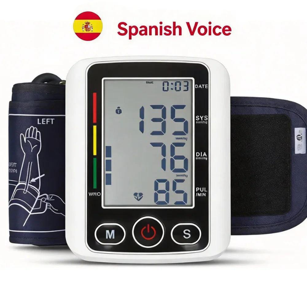 Blood Pressure Monitor Dual Result Display HD LED Arrhythmia Tonometer Digital Tensiometer Pressure Measure Arm Cuff Type