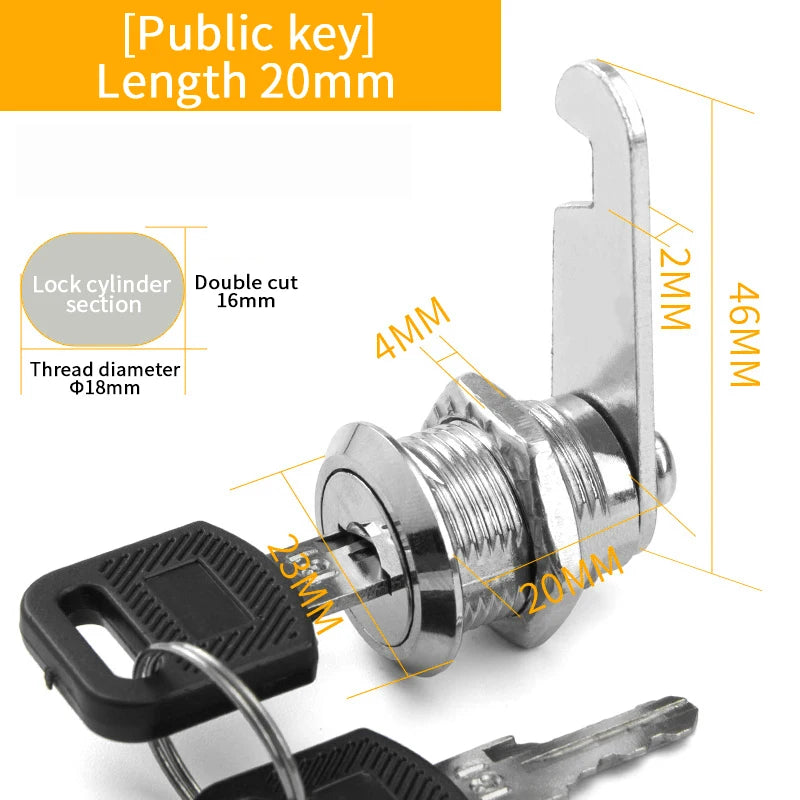 5Set Security Lock Metal Cylinder Cabinet Locker Cam Lock With Keys Security Mailbox Lock Drawer 16mm/20MM/25MM/30MM