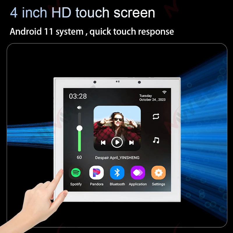 TUYA Smart Home Audio In Wall Amplifier WiFi Bluetooth Music Sound Control Panel Touch Screen Android 11 System Ceiling Speaker