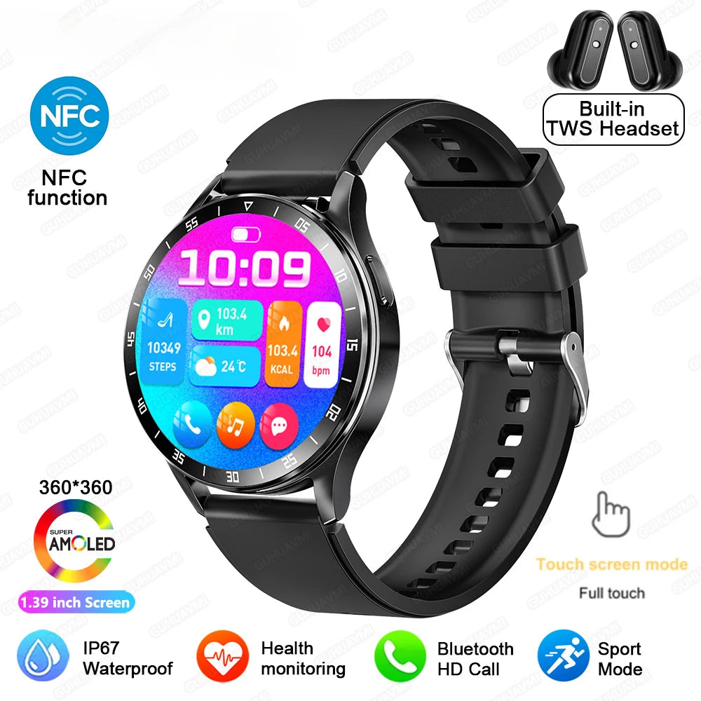 New X10 Headset Smart Watch TWS 2 in 1 Wireless Bluetooth Earphone Blood Pressure Heart Rate Testing Sport Music Smartwatch