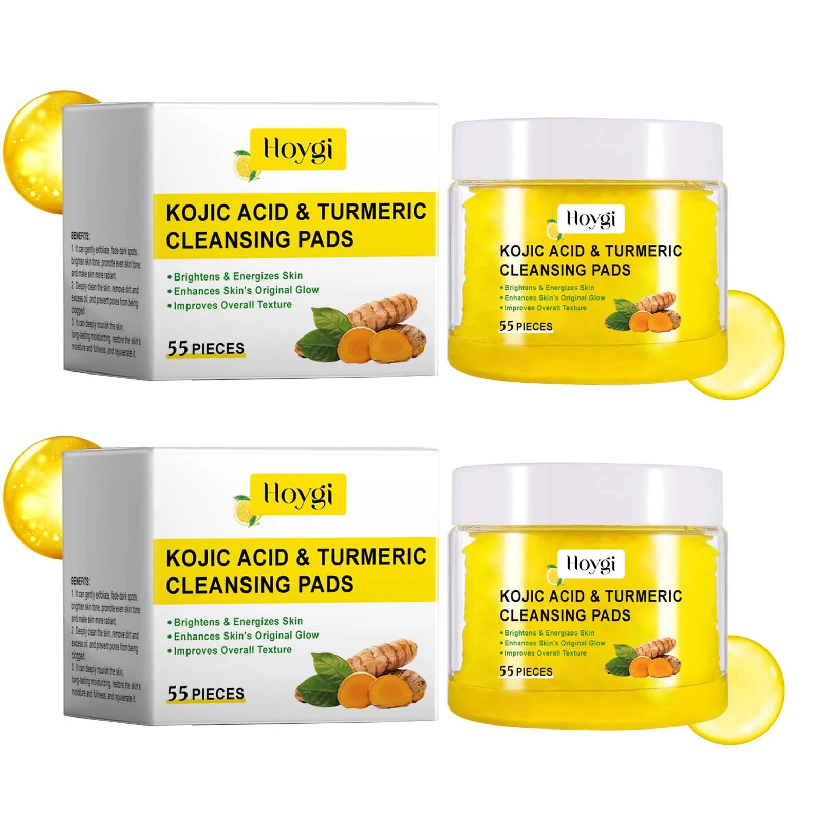 Turmeric Kojic Acid Cleansing Pads Exfoliating Pads Shrink Pores Removing Dead Skin Smooth Brightening Skin Face Cleansing