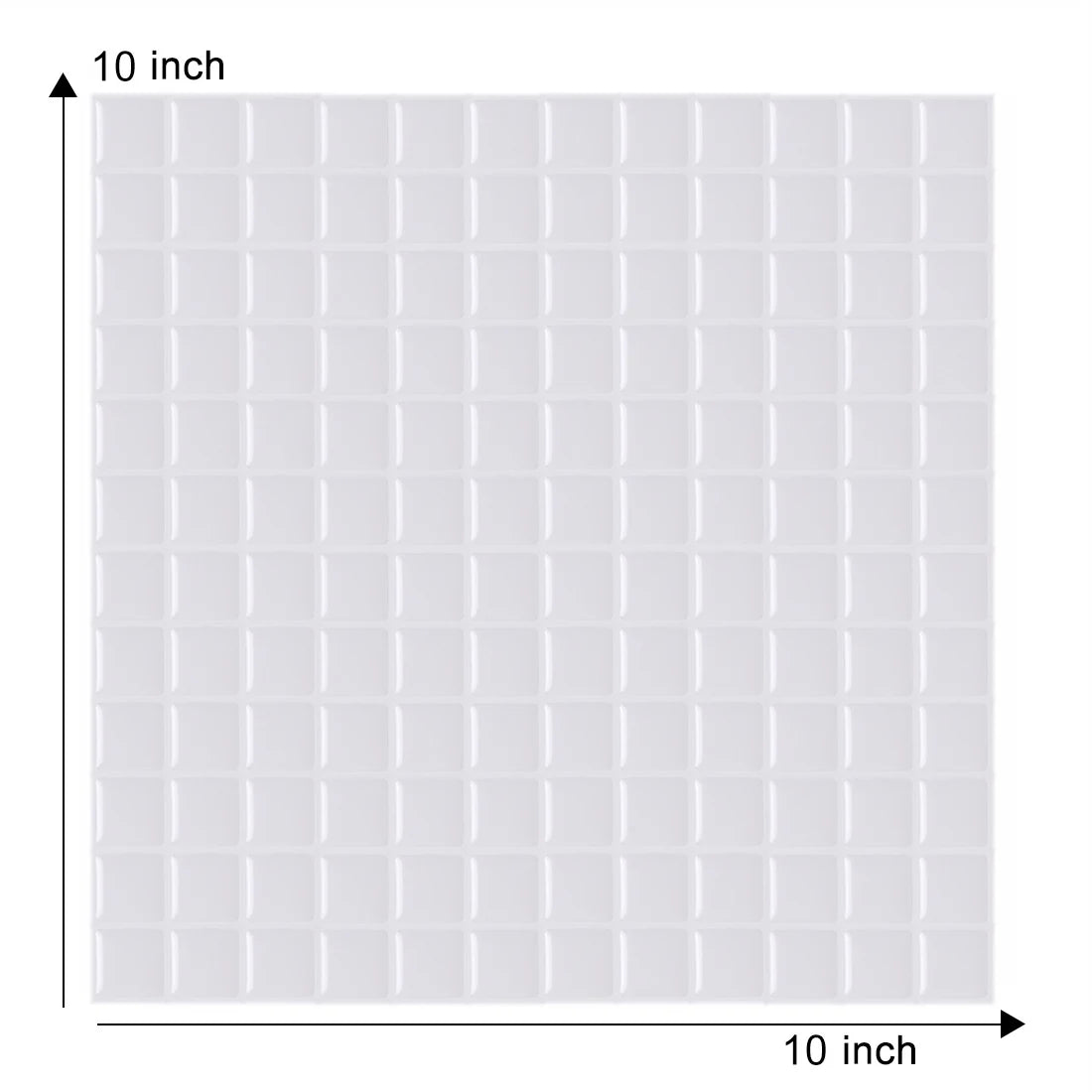 Square mosaic wall sticker sheet with white tiles in a neat grid pattern