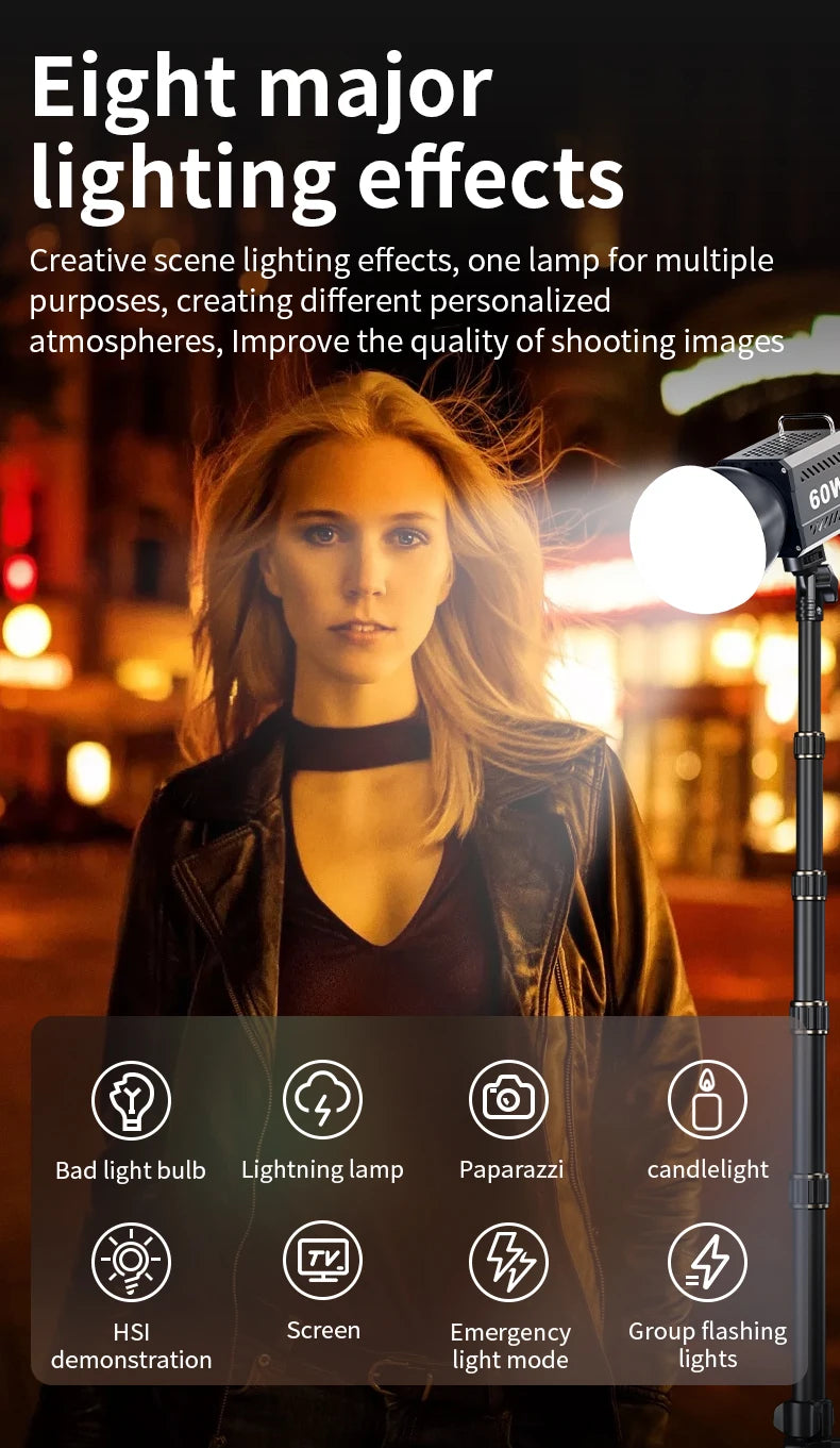 LED Video Light 60W-80W Bi-Color COB Studio Lamp for Content Creation Tidesmit