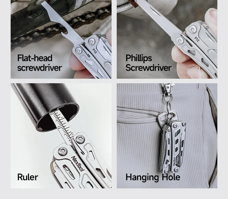 NexTool Keychain Mini Flagship F12 Folding Multi Tool 15 In 1 Screwdriver Pliers File Ruler Bottle Opener Scissors EDC Hand Tool