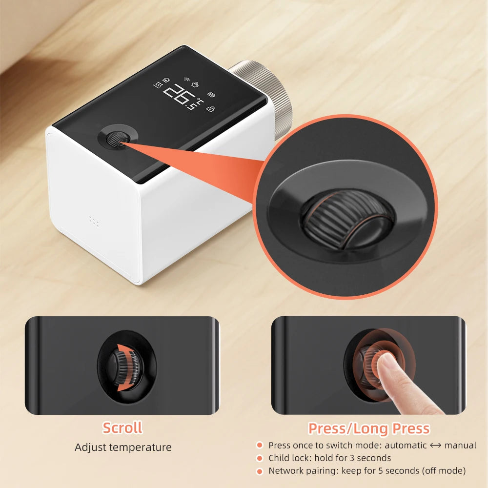 AVATTO ZigBee 3.0 Smart Thermostat Radiator Actuator,TRV Thermostatic Valve Controller Support Tuya Alexa Google Home Alice