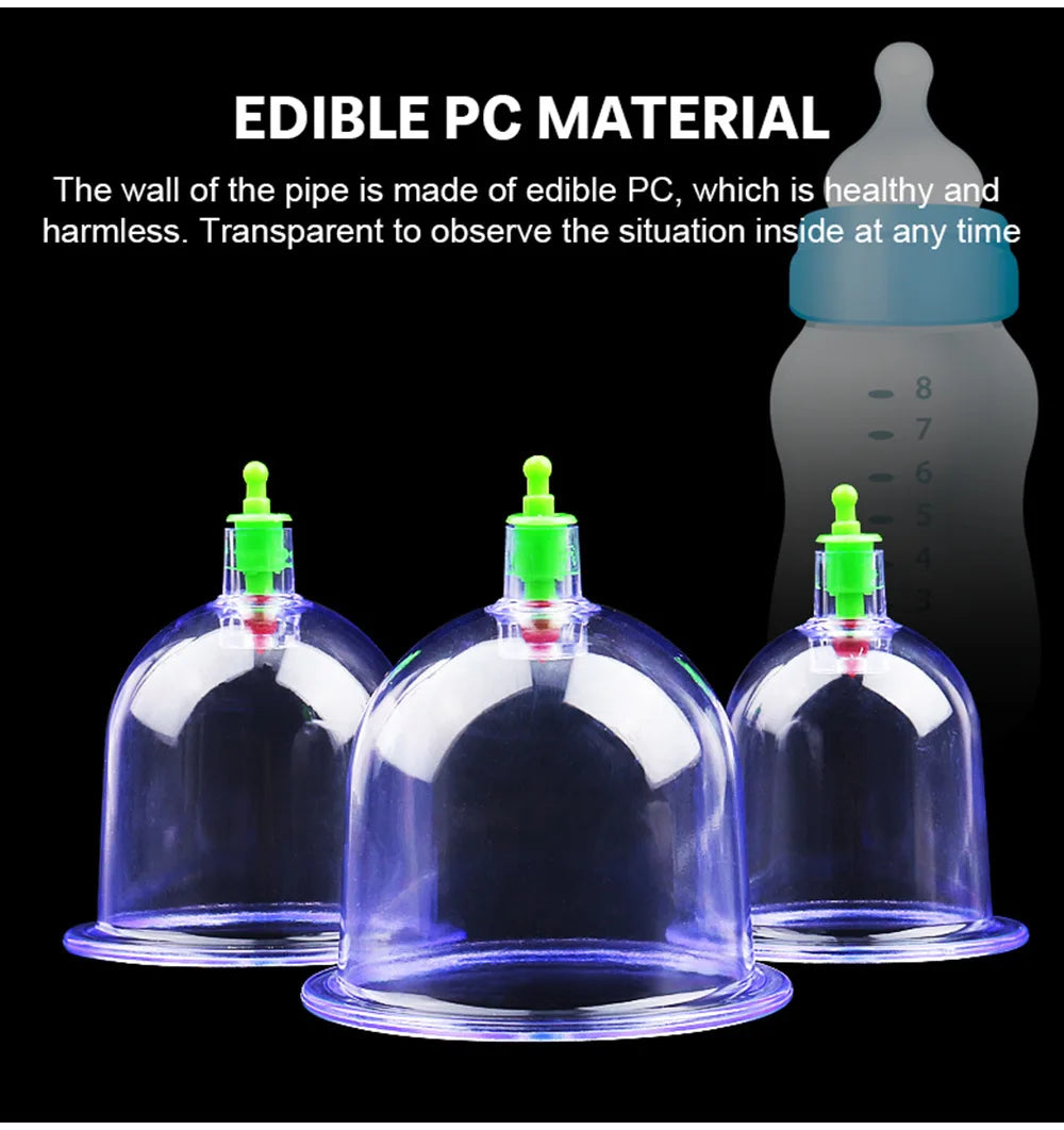 Vacuum Cupping Massage Kit with 6 Suction Cups - Tidesmit Body Shaping Massage Equipment Tidesmit