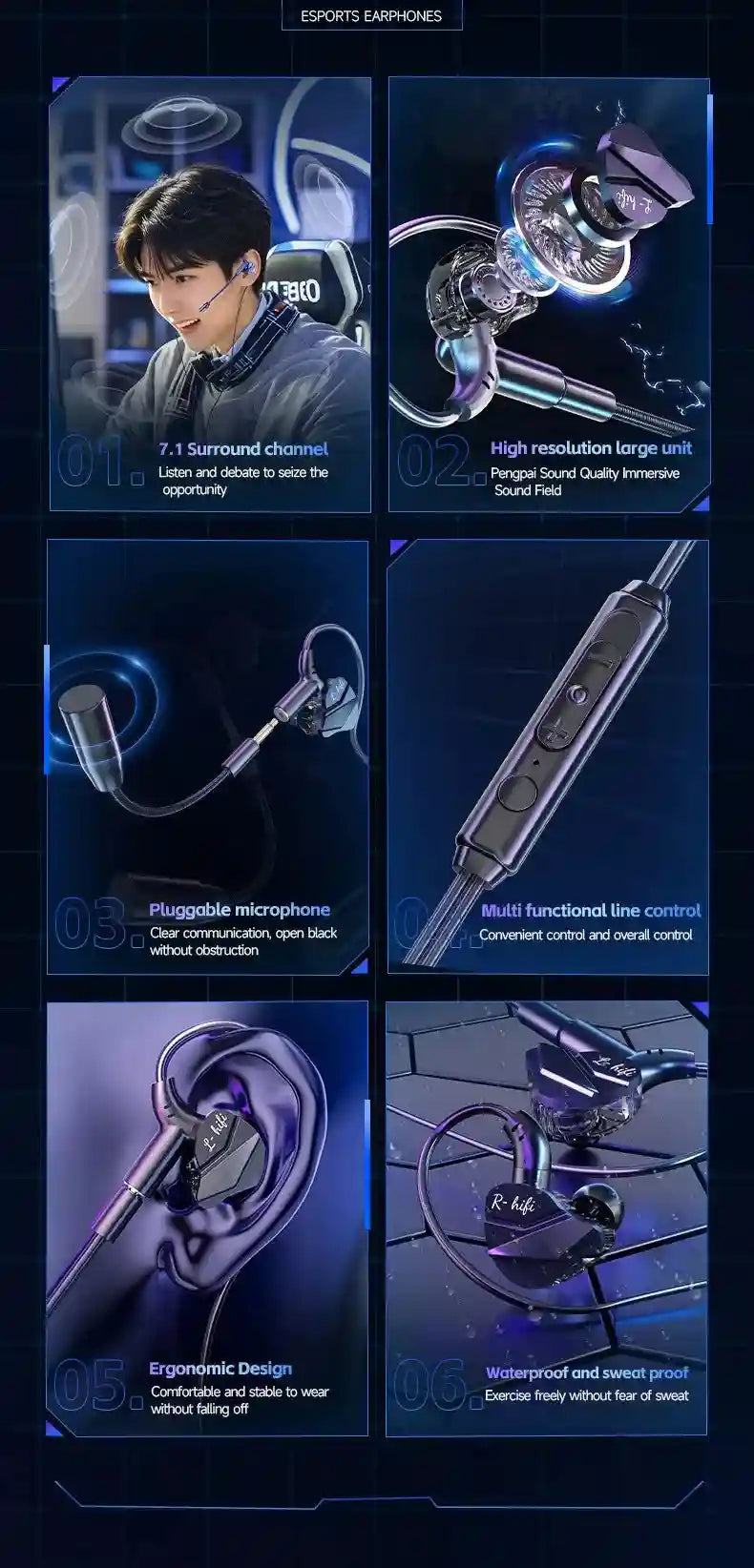 Gaming Earbuds 7.1 Surround Sound with Dual Mic by Tidesmit Tidesmit
