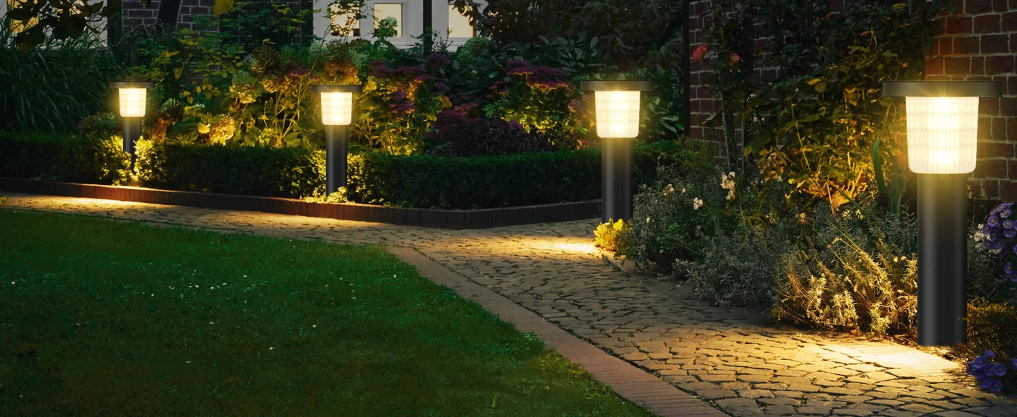 Intelamp 3800mah 500LM 2 Pack Solar Pathway Lights Lawn Lights Outdoor Auto On/Off Landscape Light For Yard Garden Driveway Patio Walkway