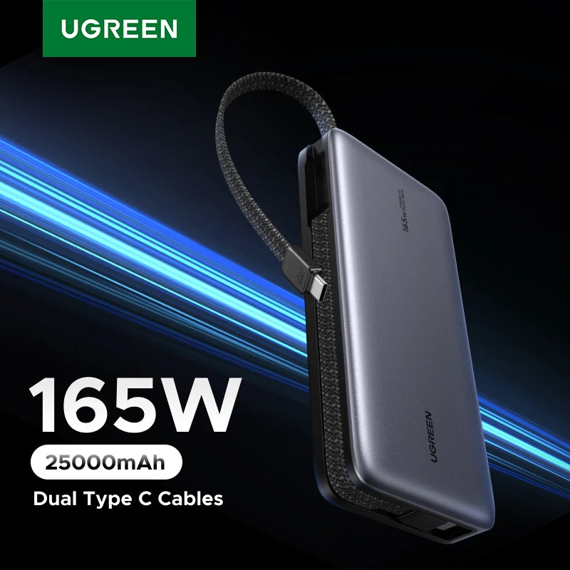 Tidesmit 165W 25000mAh Fast Charging Power Bank with Dual Cables Tidesmit