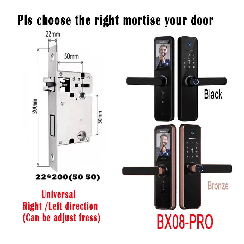 Tuya visual Wifi Digital Electronic Smart Fingerprint Door Lock With Biometric Camera intelligence Card Password Key Unlock