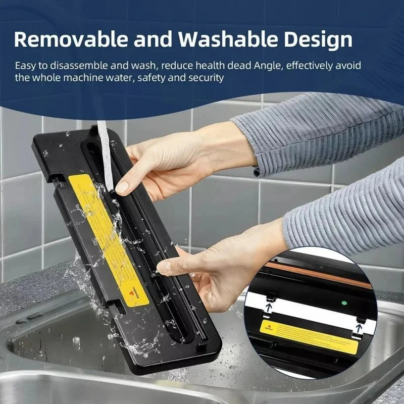 Portable Kitchen Food Saver Vacuum Sealer Machine Household Home Touch Button Cutter Kitchen Electric Vacuum Packaging Machine