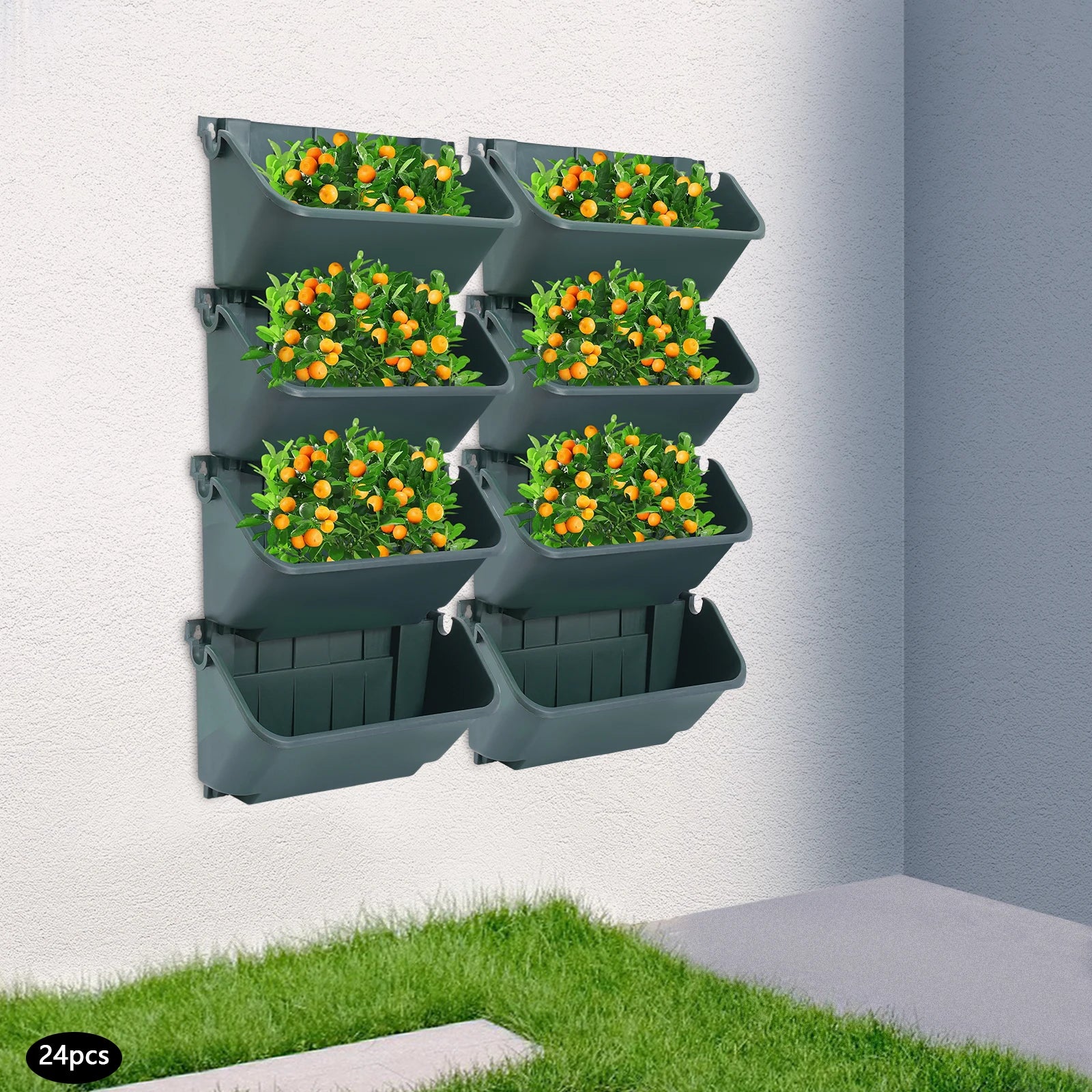 24PCS Vertical Garden Planter 3kg Wall Mounted Planter Wall Hanging Flower Pot Decor for Gardens Terraces Balconies