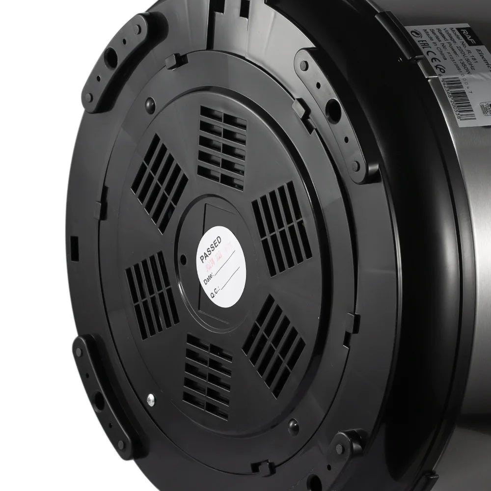 Electric pressure cooker base with ventilation grille and circular inspection label