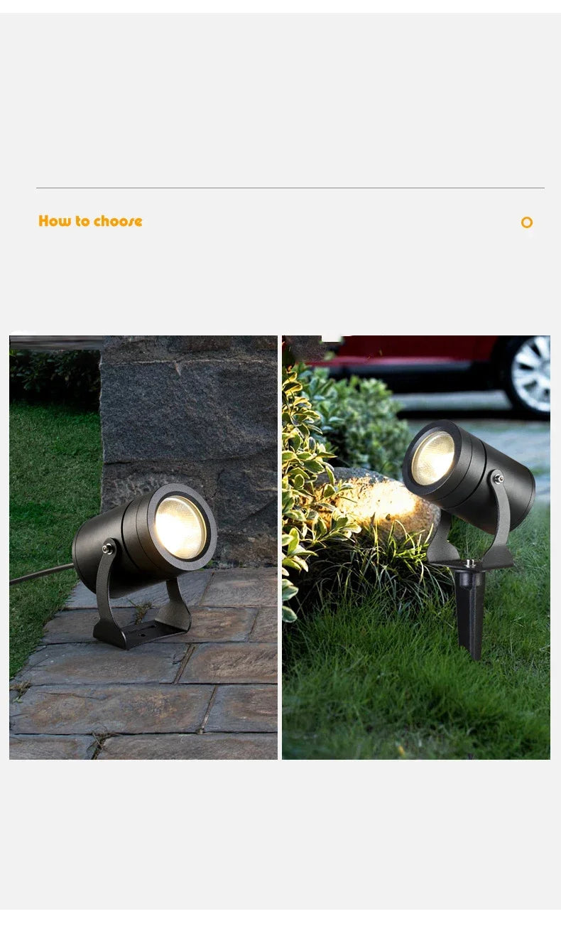 Waterproof Dimmable Outdoor LED Garden Lighting Spike Lawn Lamp Path Spotlights 5W 7W 10W 15W AC220V DC12V 24V for Garden