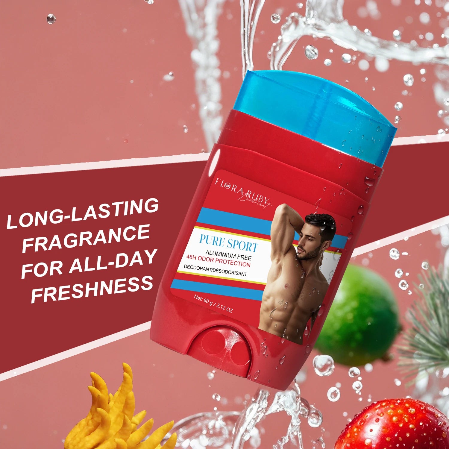 Tidesmit Aluminum Free Deodorant for men with 48H sweat defense and refreshing Pure Sport scent.