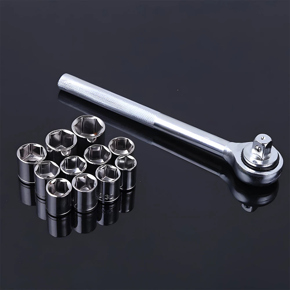 Podofo 40 Pieces Socket Wrench Tool Set 1/4 Inch 3/8 Inch Drive Ratcheting Spanner Kit Multi Purpose Mechanical Repair Hand Tools For Household Auto Maintenance