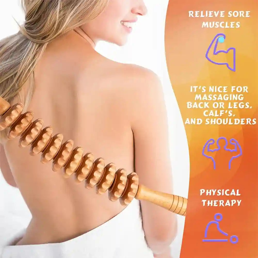 Wooden Massage Roller for Cellulite Reduction - 12 Round Model Massage Roller Tidesmit