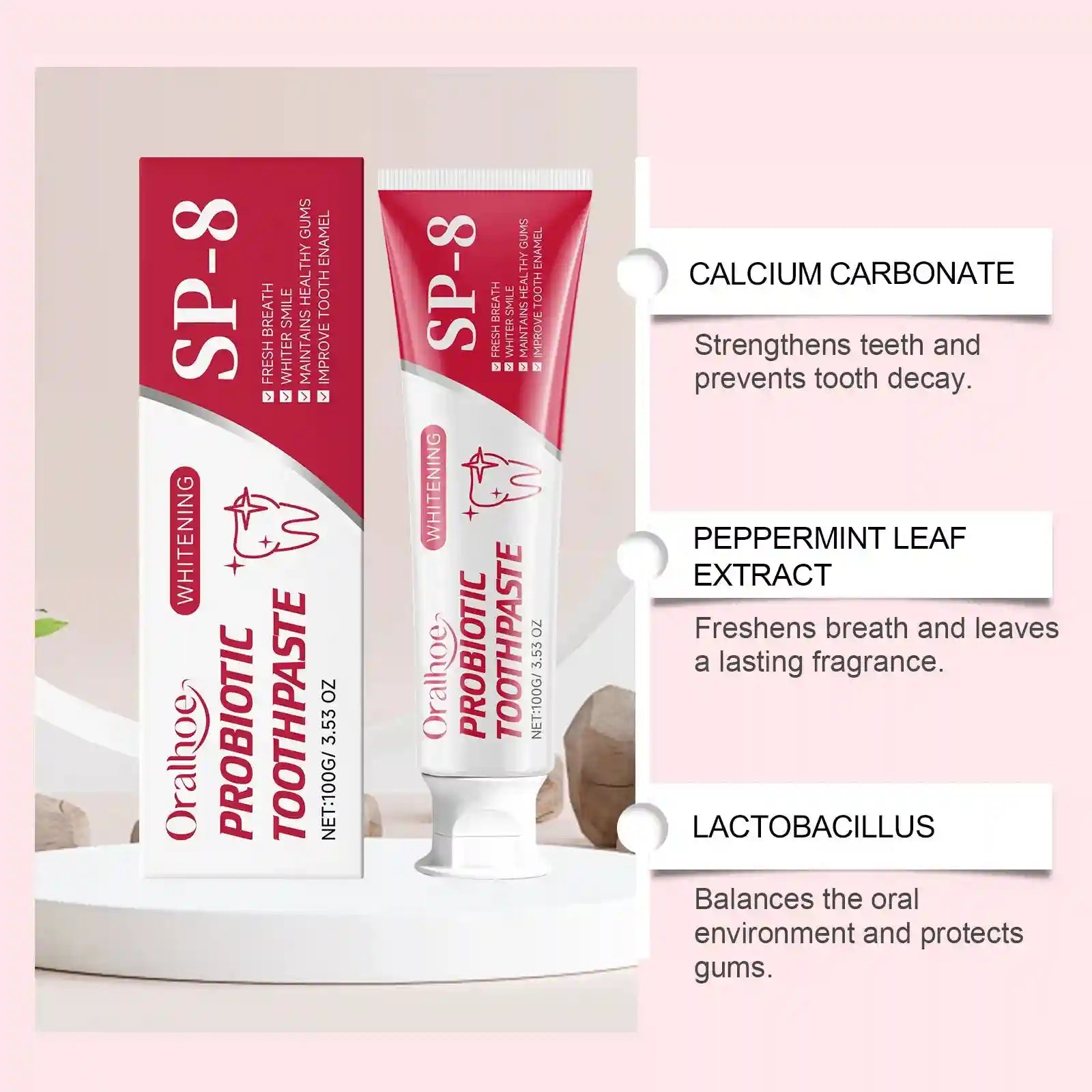 Tidesmit SP-8 Hydroxyapatite teeth whitening toothpaste for deep cleaning stains and cavity prevention