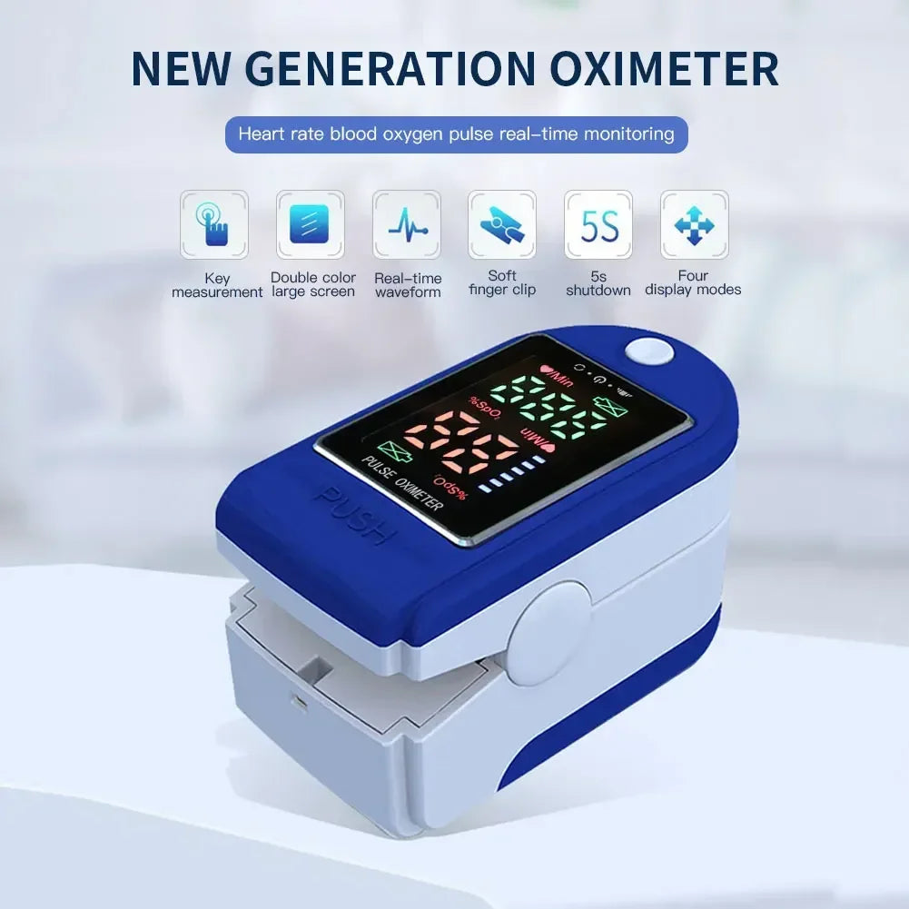 Finger Oximeter Digital Fingertip Pulse Oximeter Blood Oxygen Saturation Meter Finger SPO2 PR Heart Rate Monitor Health Care