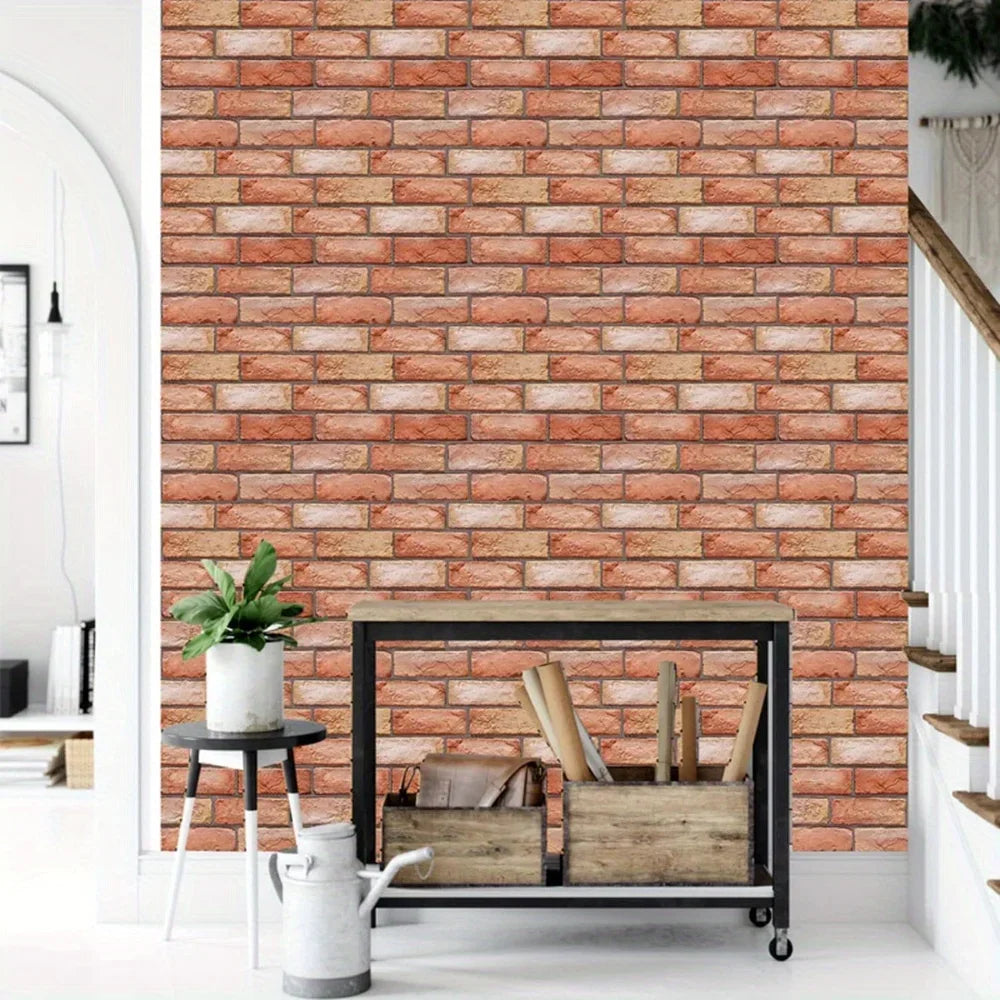 Pack of 10 3D Wall Panels, Stone Look, Self-Adhesive, Peel and Stick Fake Brick Decorative Tiles for DIY Wall Decor