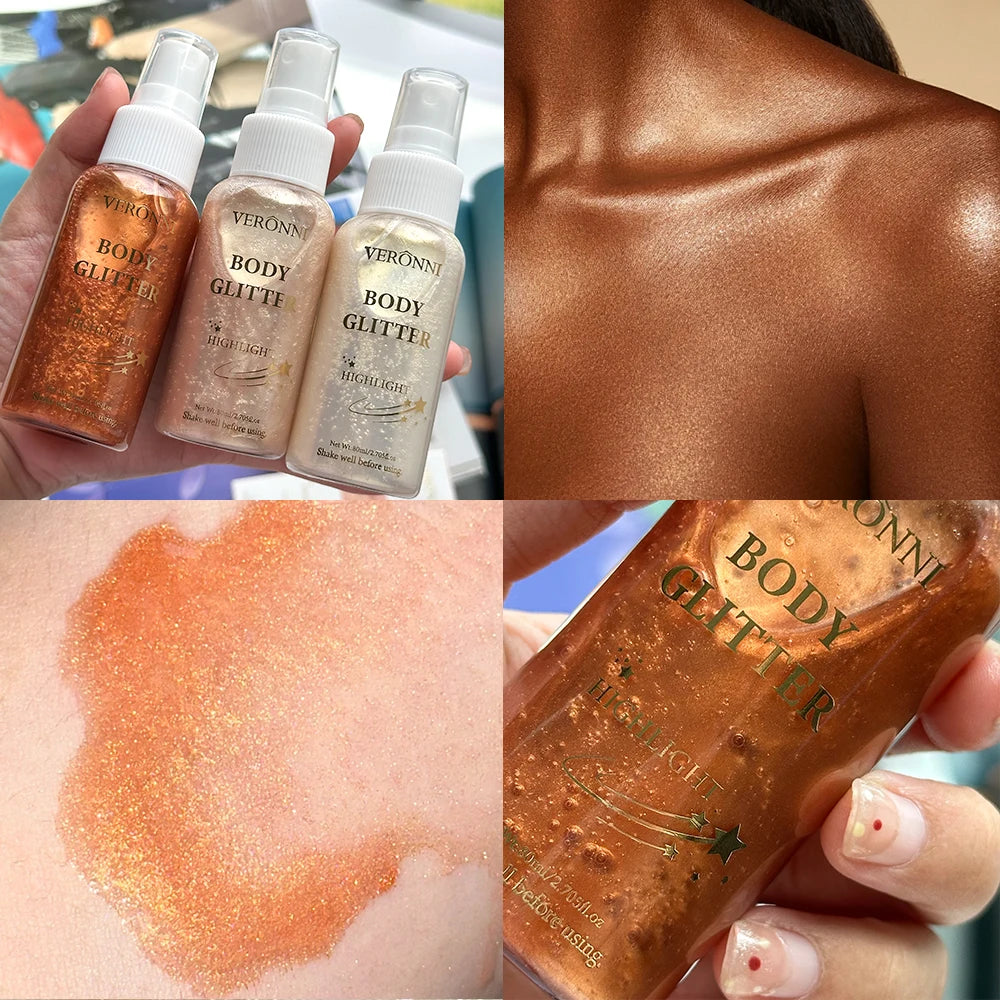 Tidesmit liquid body highlighting shimmer oil in detailed texture swatch for radiant glow face and body makeup