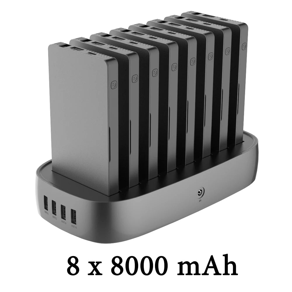 Fast Charging Power Bank Station 8 x 8000mAh | Tidesmit Black-8 x 8000mAh 5200-9999mAh Tidesmit