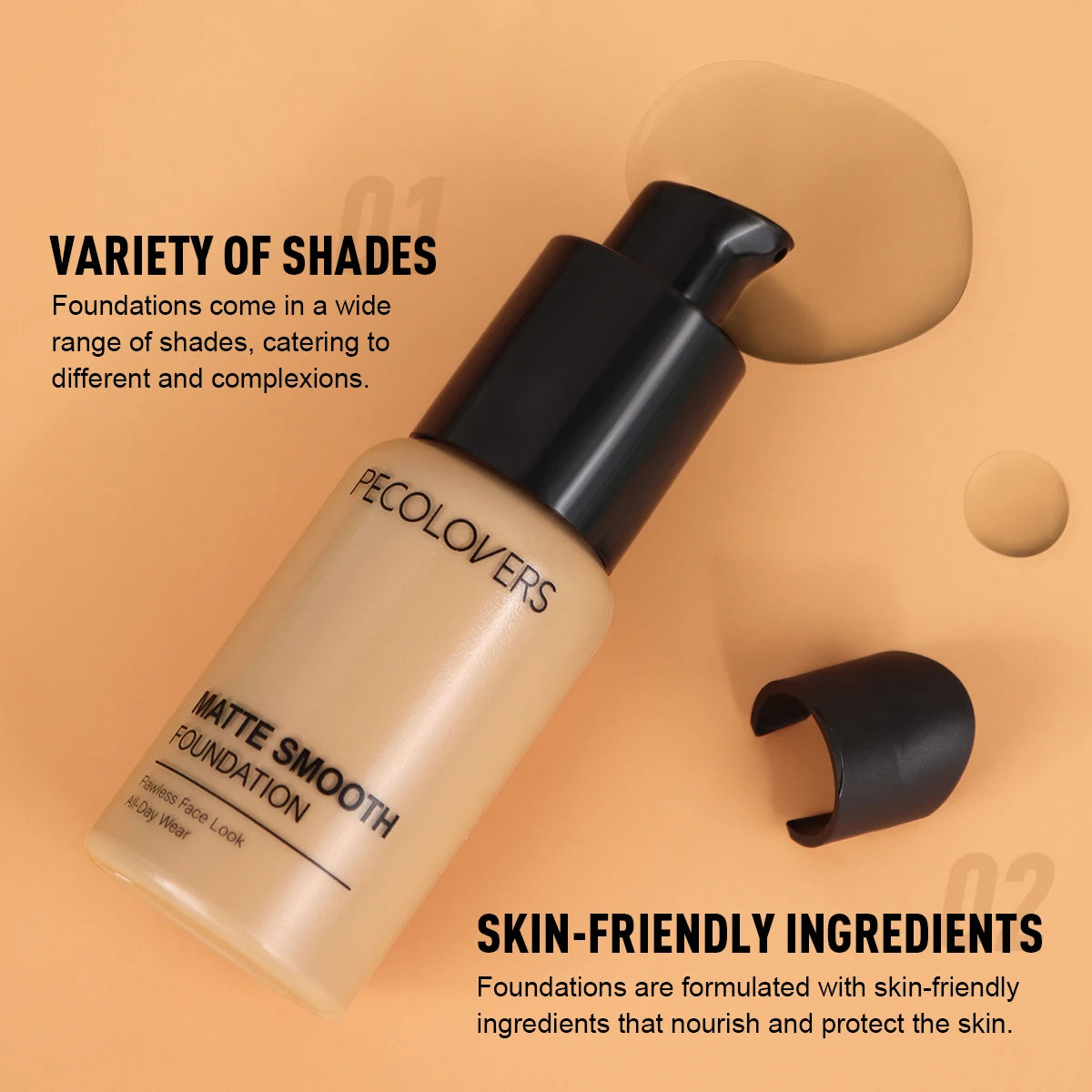 Tidesmit full coverage oil-control face foundation with long-lasting waterproof formula in shade swatch view