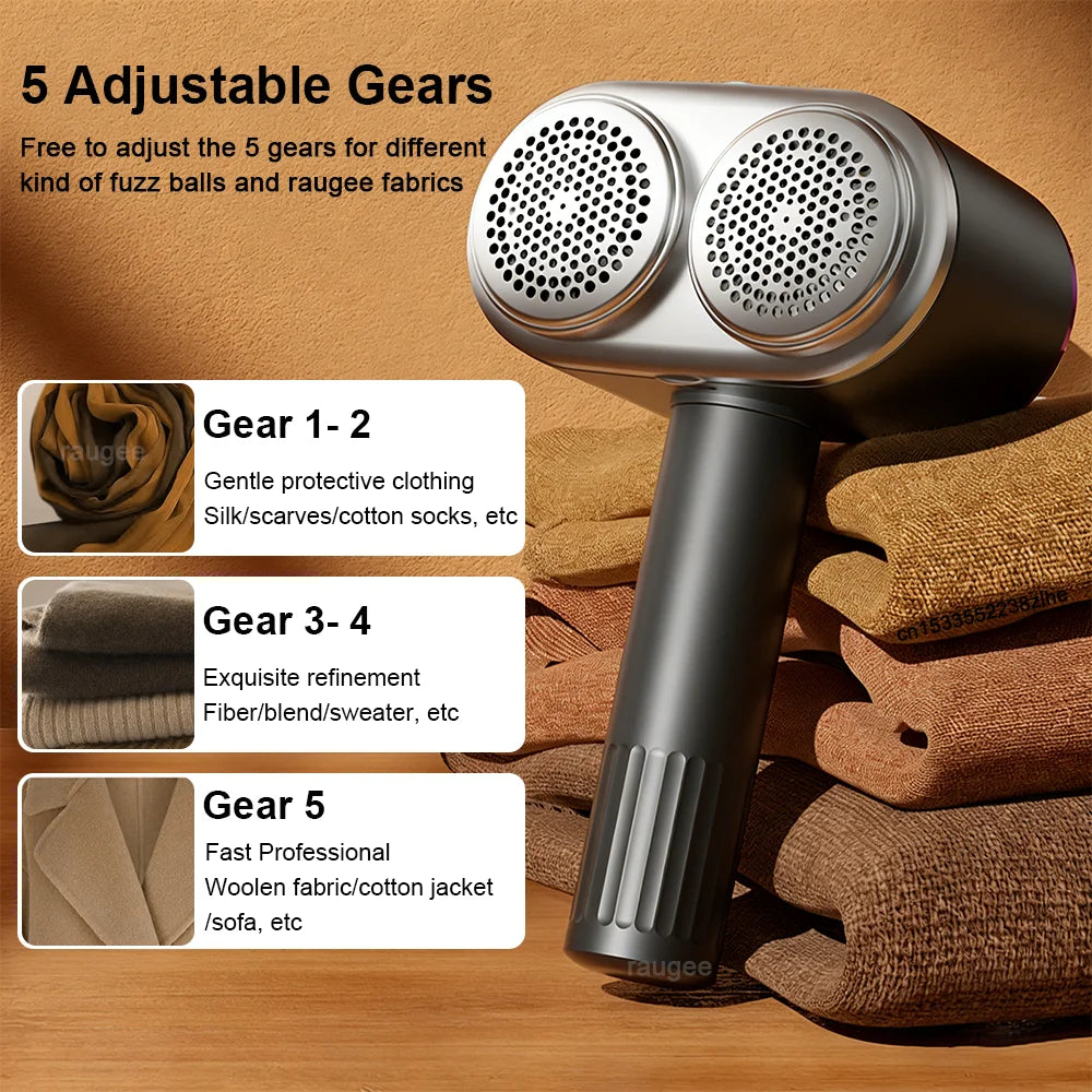 Tidesmit USB rechargeable lint remover showing the high-speed blade head for efficient clothing fabric care