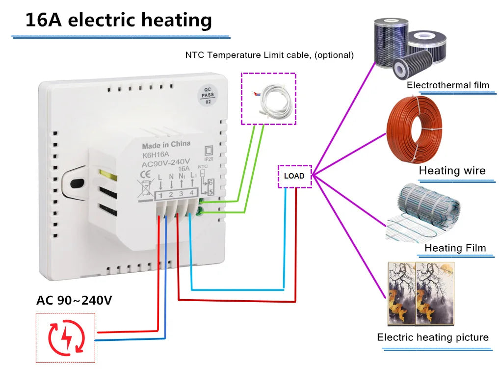 GEYA Tuya Smart WiFi Electric Floor Heating Thermostat With Linkage Water Floor Heating Gas Boiler Wall-mounted Stove Thermostat