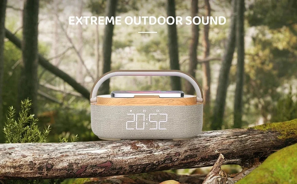 Portable Bluetooth Speaker Wireless Charging FM Radio Alarm Clock Sound Box Music Caixa De Som Charger Lamp Night Light Bocina