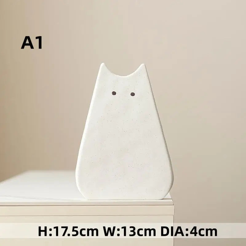 Cute cat-like ceramic vase, Nordic style, simple and cute, decoration for dried flower arrangement, hydroponic living room