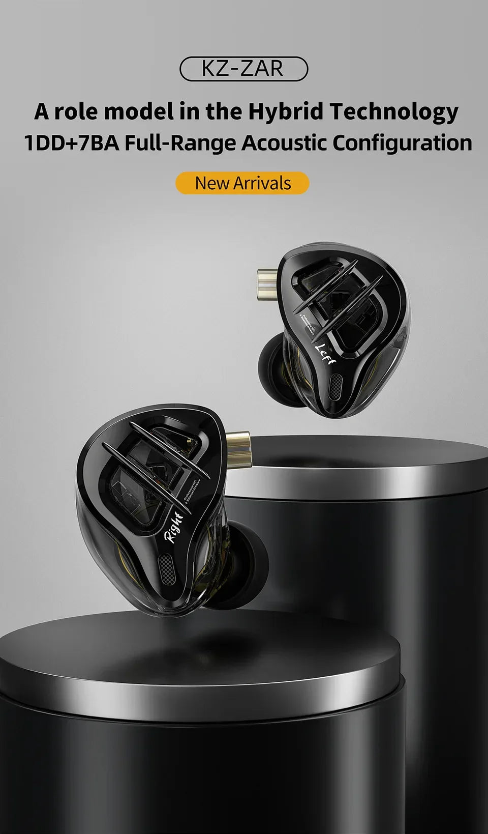 KZ ZAR Hybrid Driver In-ear Monitor 1DD + 7BA HiFi Headphones 2Pin Wired Headphones Music DJ Headphones Sports Gaming Earbud Tidesmit