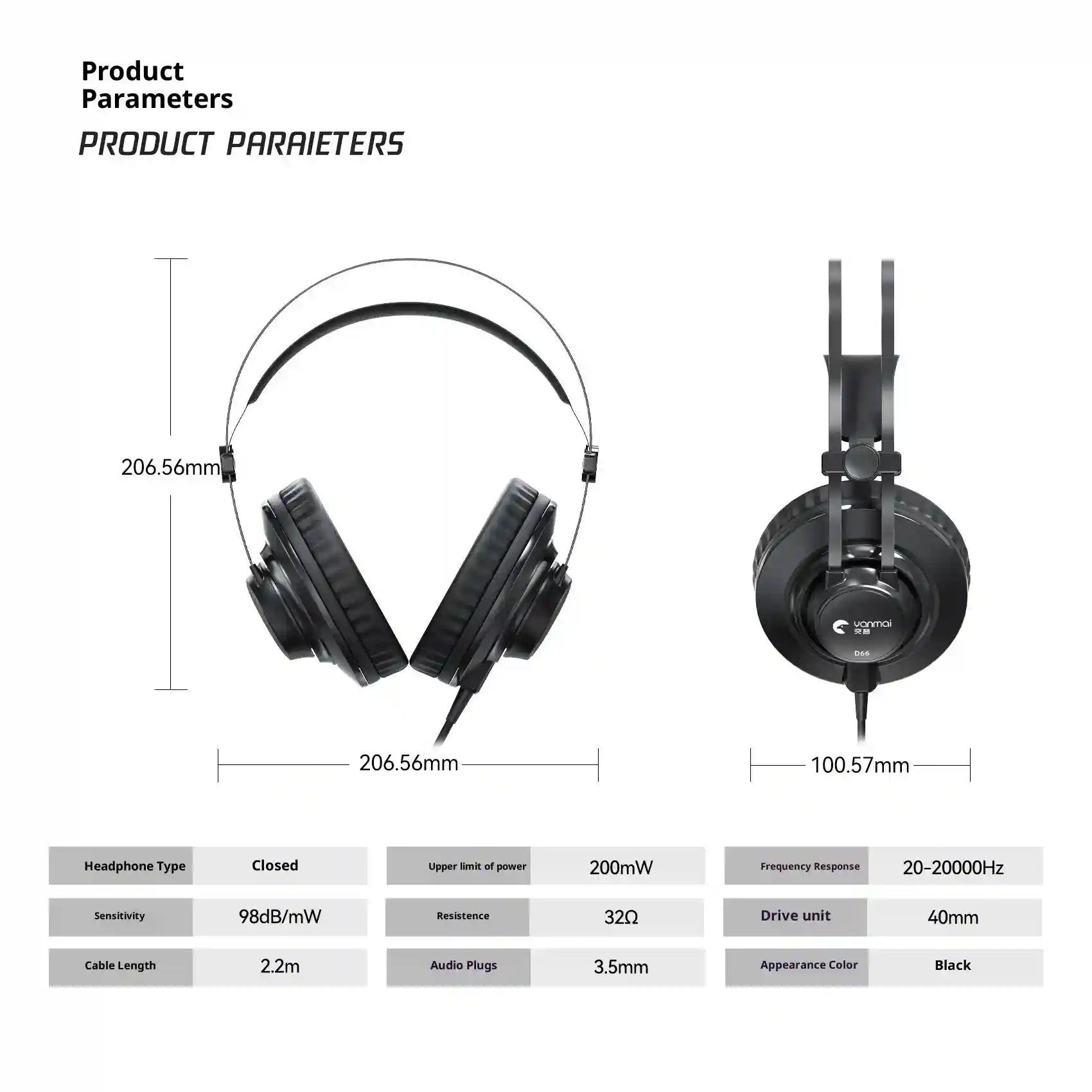 Studio Monitor Headphones Over Ear - Wired Precision Audio Tidesmit