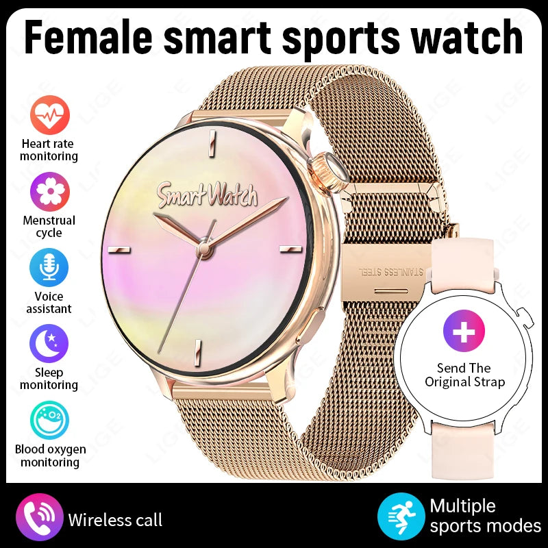 LIGE Sports Smart Watch for Women Wireless Call Heart Rate Sleep Monitor Multiple Sports Modes for Running Yoga Fitness Ladie