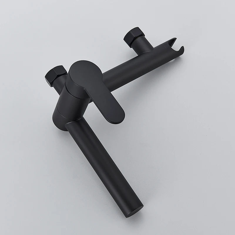 Matte Black Bathtub Faucet Swivel Spout Shower Faucet Wall Mounted Hot Cold Water Mixer For Bathroom Chrome Bath Shower Faucet