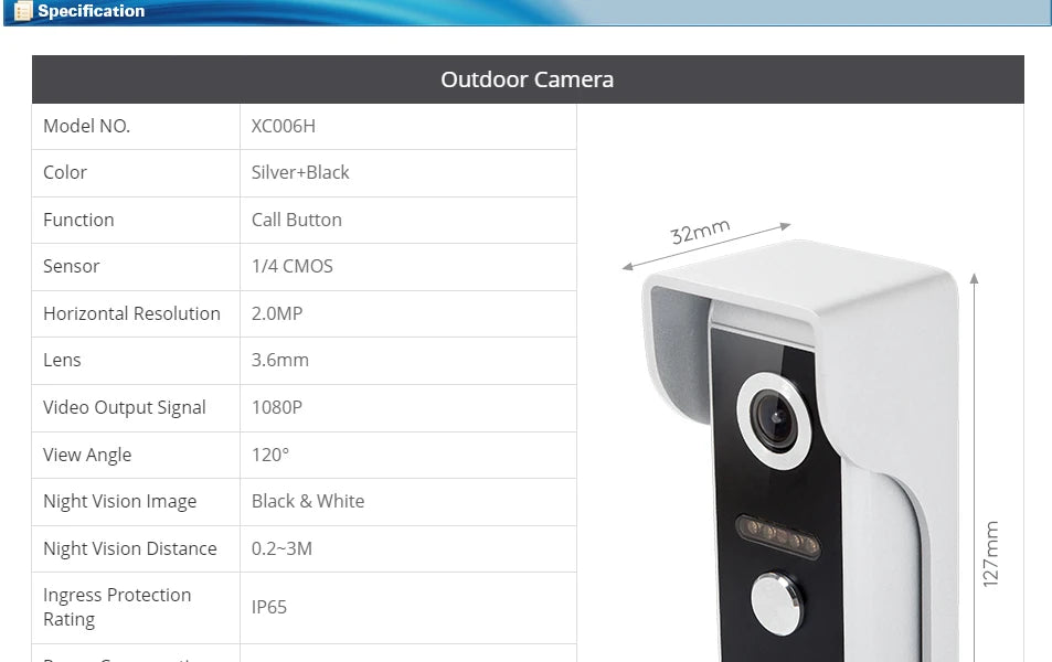 Tuya WiFi 10" Video Doorphone, With DC12V Fail Safe NC Lock, 1080P Doorbell Camera, IP65 Waterproof