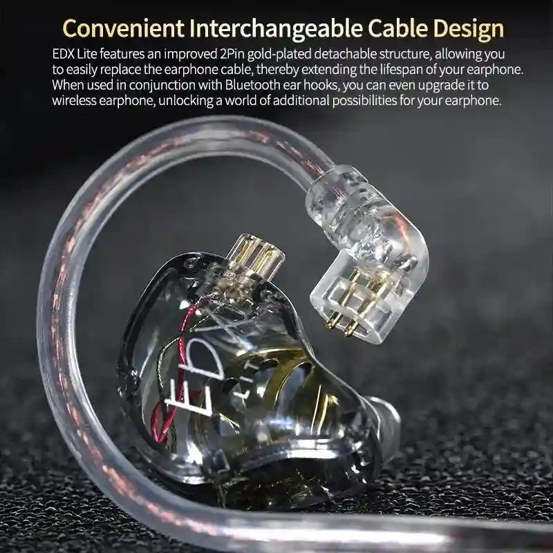 KZ EDX Lite In-Ear Monitor Headphones - Studio Sound Wired Earbuds Tidesmit