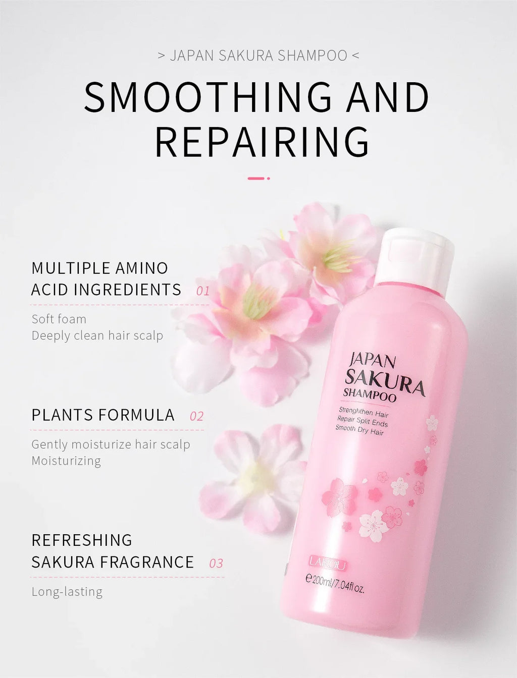 LAIKOU Sakura Shampoo And Hair Conditioner Cherry Blossom Nourishing Repair Dry Hair Smooth Anti Frizz Moisturizing Hair Care