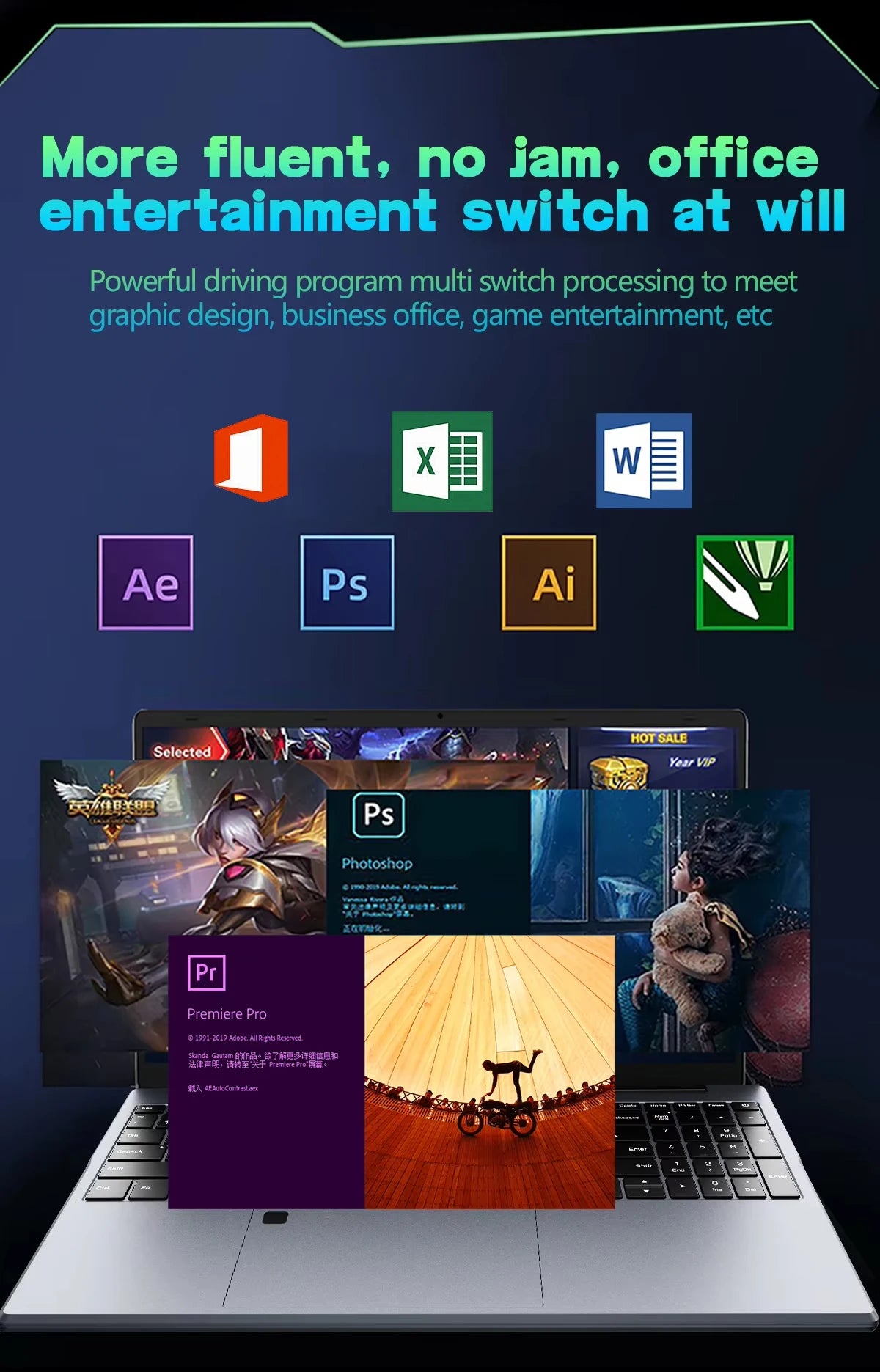 New 15.6 " Laptop Intel Core i9-10980HK 16GB RAM 1TB SSD Ultra Slim Gaming Laptop 1920*1080 Windows 11 Office Study Home Use