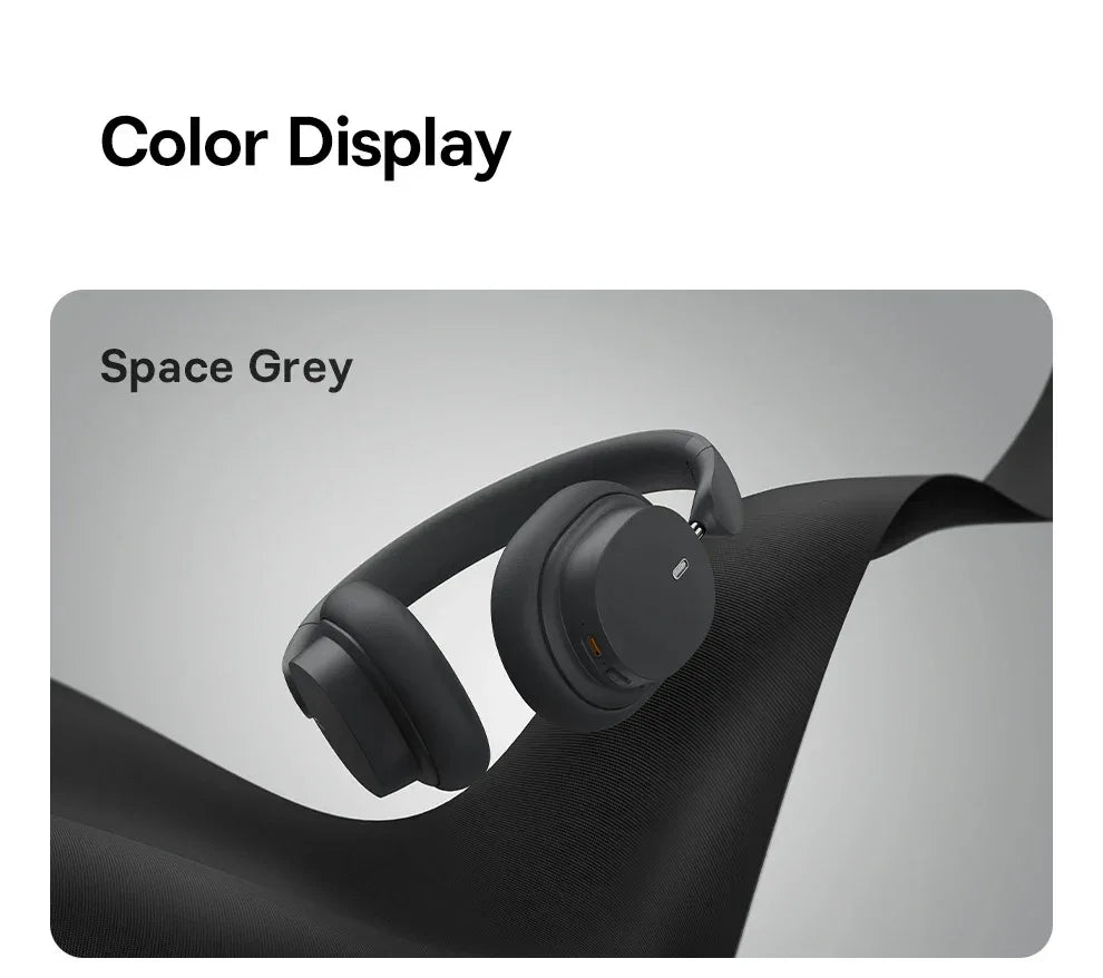 Baseus Wireless Headphones Bluetooth 5.3 HIFI Level Earphone 40mm Driver Foldable Over Ear Headsets 70H Playtime Spatial Audio Tidesmit