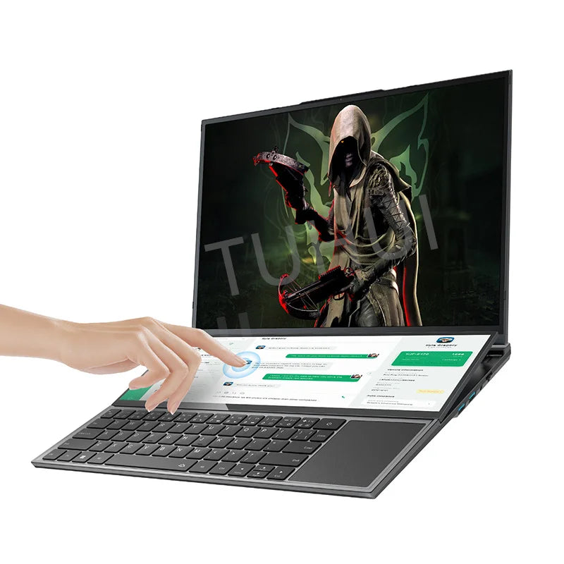 TUHUI Intel core I7-9750H Dual Screen Laptop 16 Inch Gaming Laptops 14 Inch Touch Screen 32G RAM 2TB SSD Notebook Win11 Computer