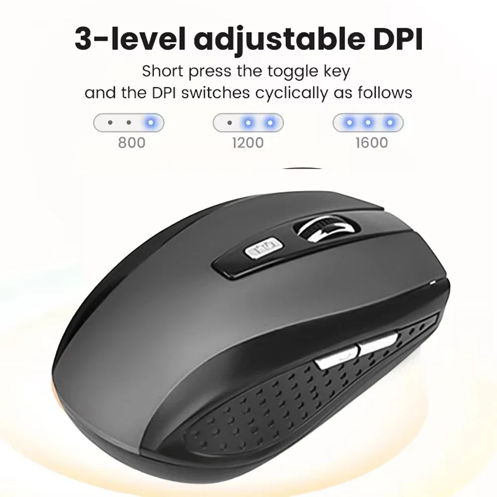 2.4G Wireless Mouse Gaming Mouse Ergonomic Mouse 6 Buttons 800-1200-1600 DPI Optical Office Mouse Mice for PC Laptop MacBook